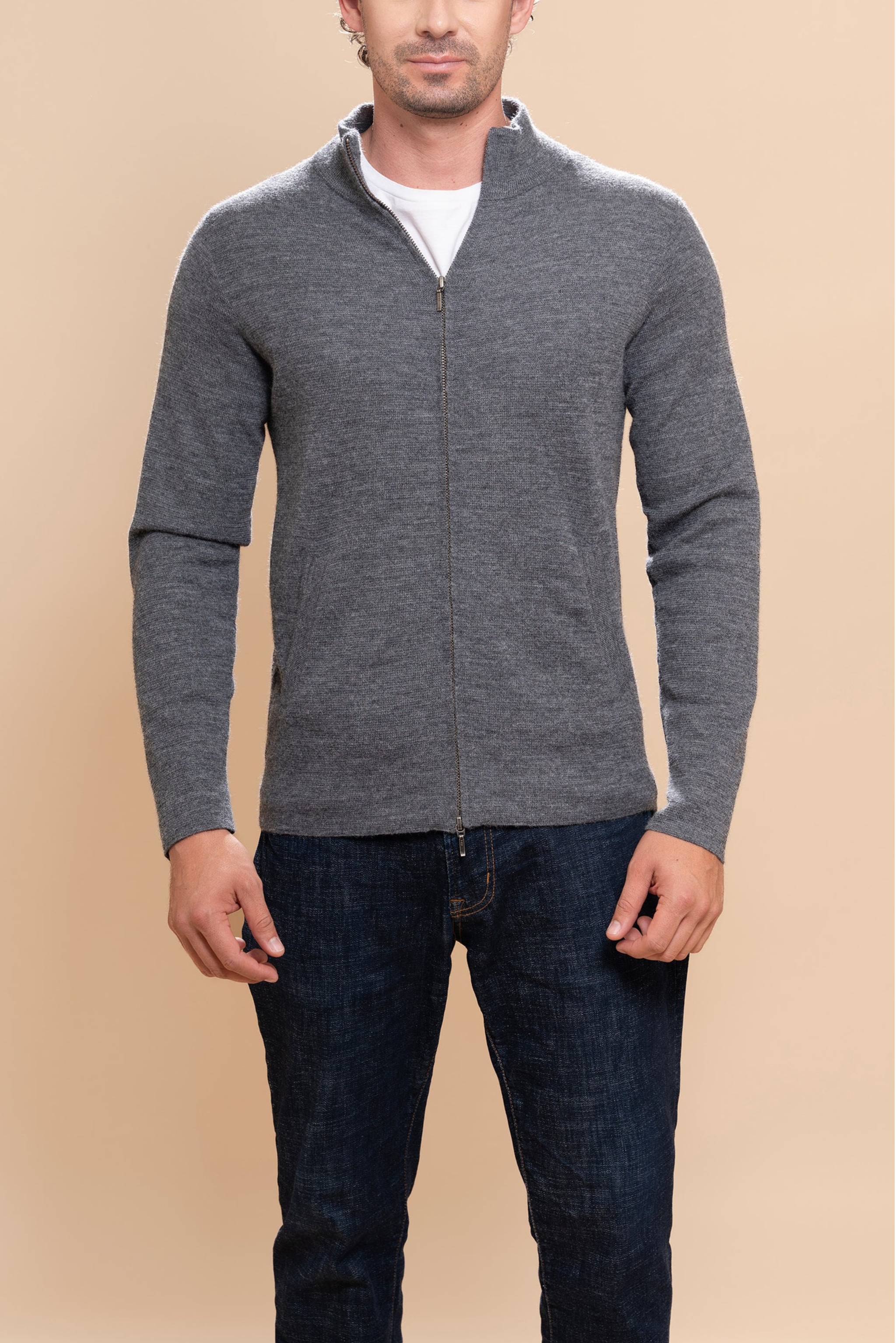 THE ALPACA ZIPPERED CARDIGAN Andealpa Knitwear