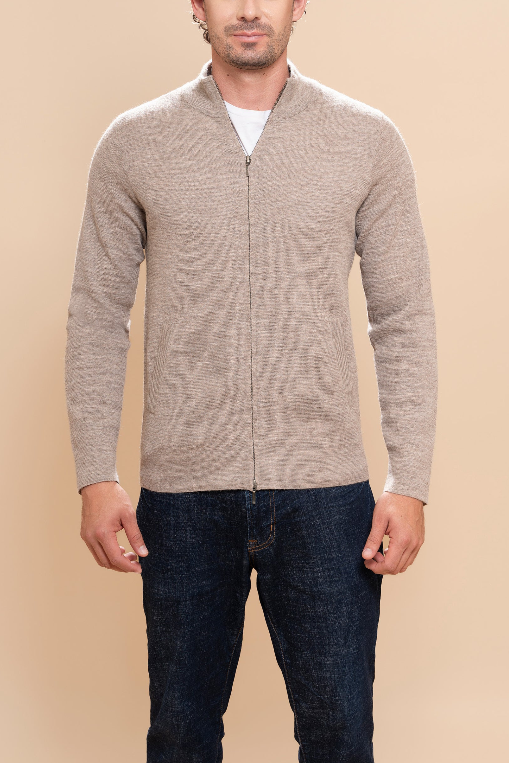 THE ALPACA ZIPPERED CARDIGAN Andealpa Knitwear